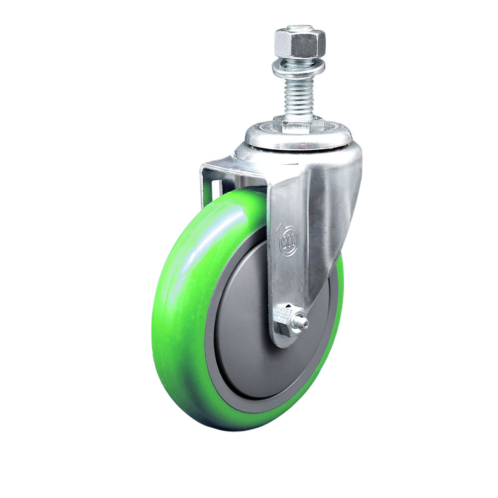 Service Caster Brand Replacement for Colson Caster 2.05254.95 MTG15 - Polyurethane Swivel Threaded Stem Caster with 5" Green Wheel and 3/4" x 1-3/4" Stem - 350 lbs Capacity/Caster — photo 1