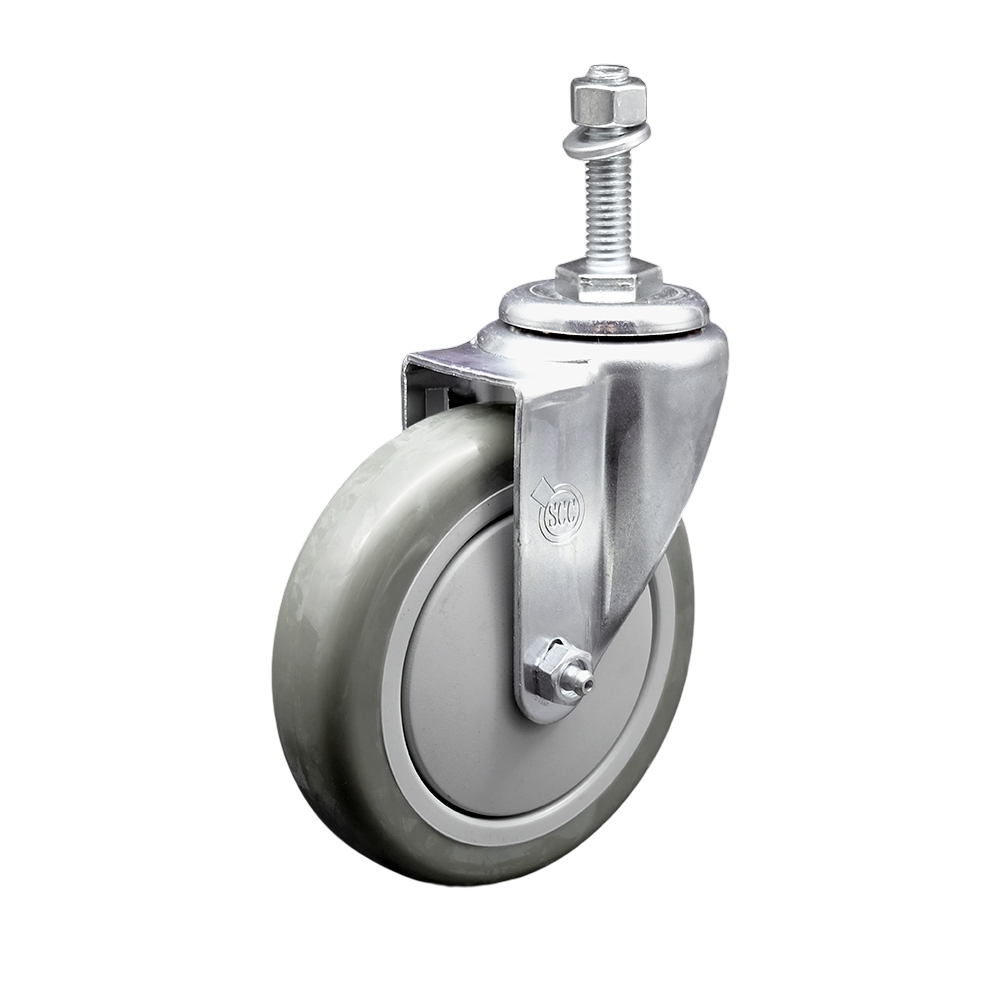 5" Swivel Caster with 10mm Threaded Stem and Gray Polyurethane Wheel - 350 lbs. Capacity - Service Caster Brand — photo 1