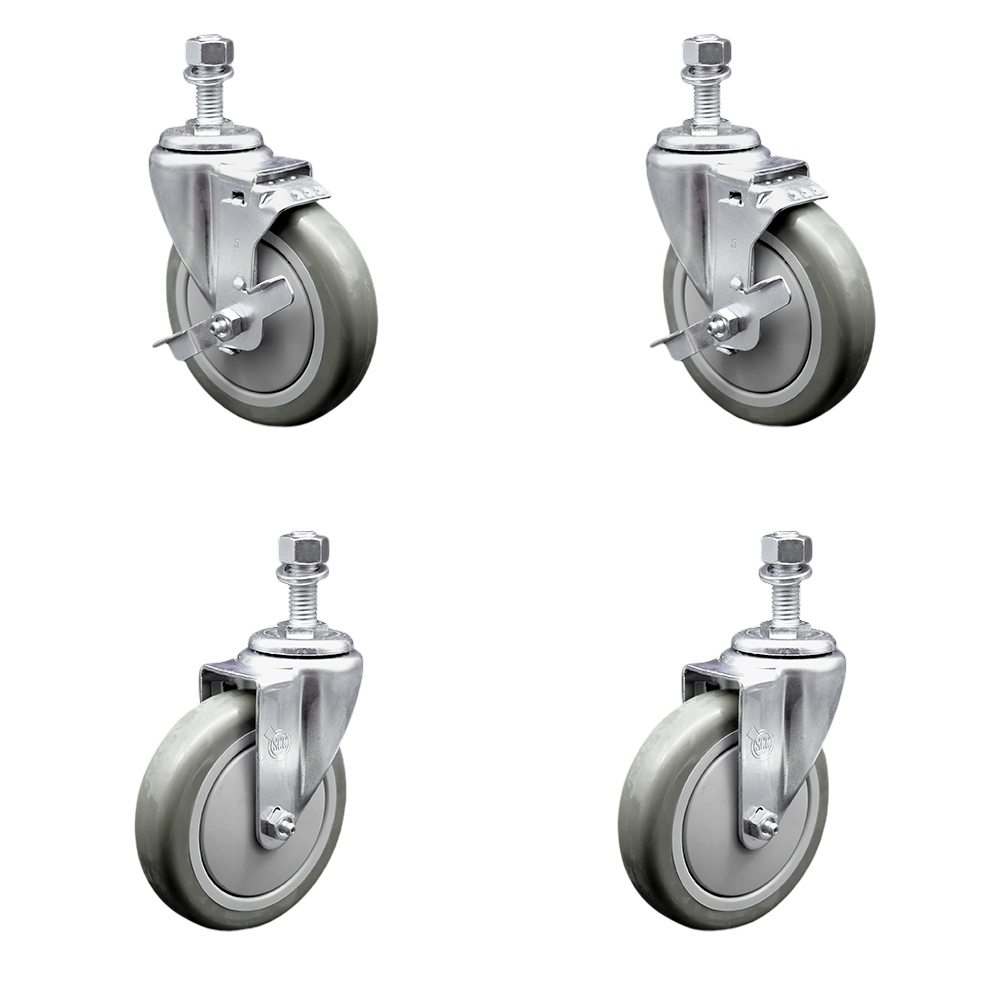 190TA2554KIT Advance Tabco 5 Inch Caster Set-Fits Advance Models CB-SS-244 CB-SS-244M-Light Duty Replacement-Gray Poly Wheel-Includes 2 Swivel Casters&2 Swivel Casters with Brake-Service Caster Brand — photo 1