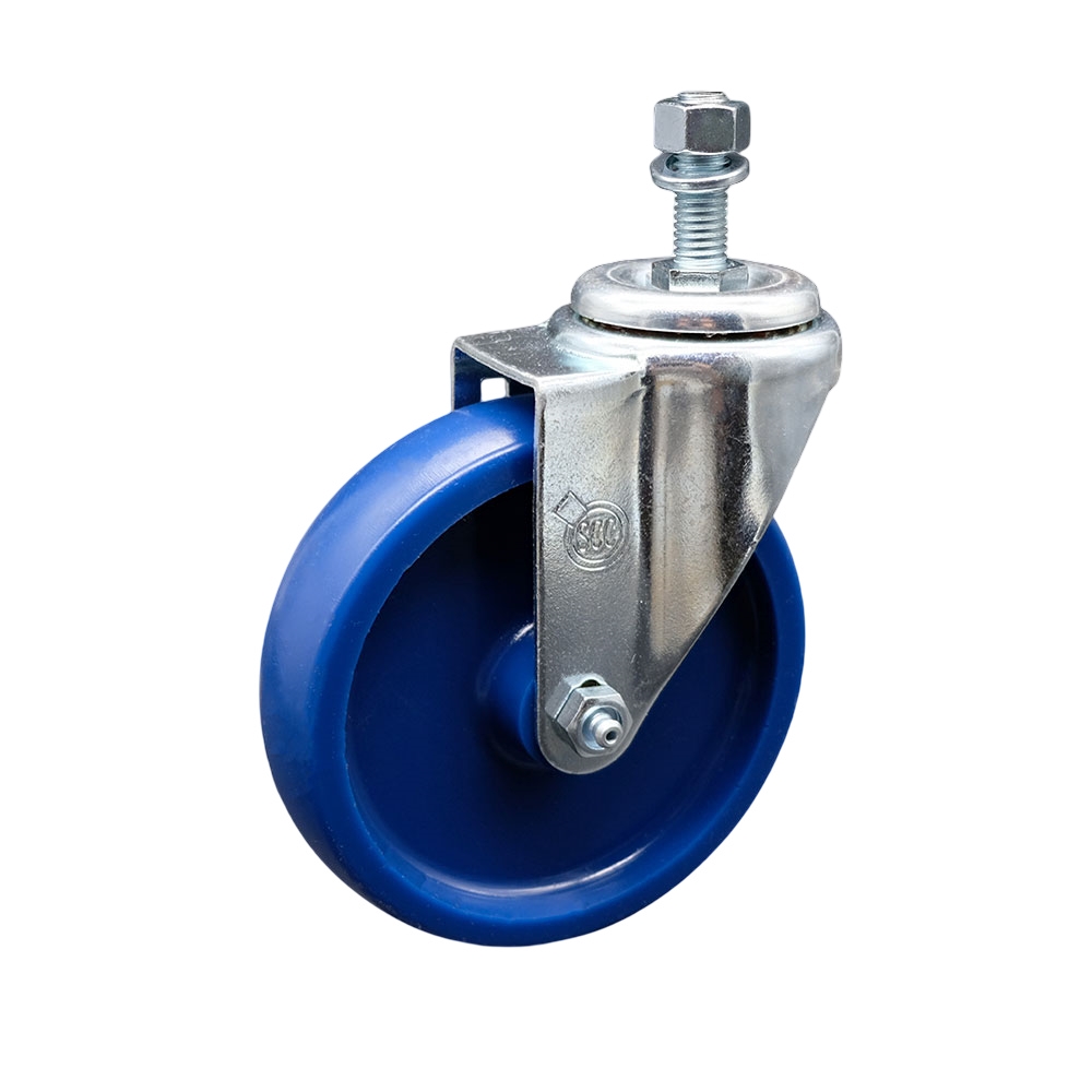 5" Swivel Caster with 1/2" Threaded Stem and Blue Solid Polyurethane Wheel - 300 lbs. Capacity - Service Caster Brand — photo 1