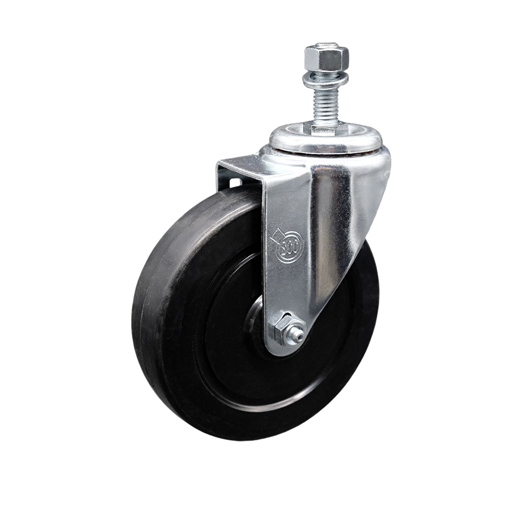5" Swivel Caster with 1/2" Threaded Stem and Soft Rubber Wheel - 275 lbs. Capacity - Service Caster Brand — photo 1