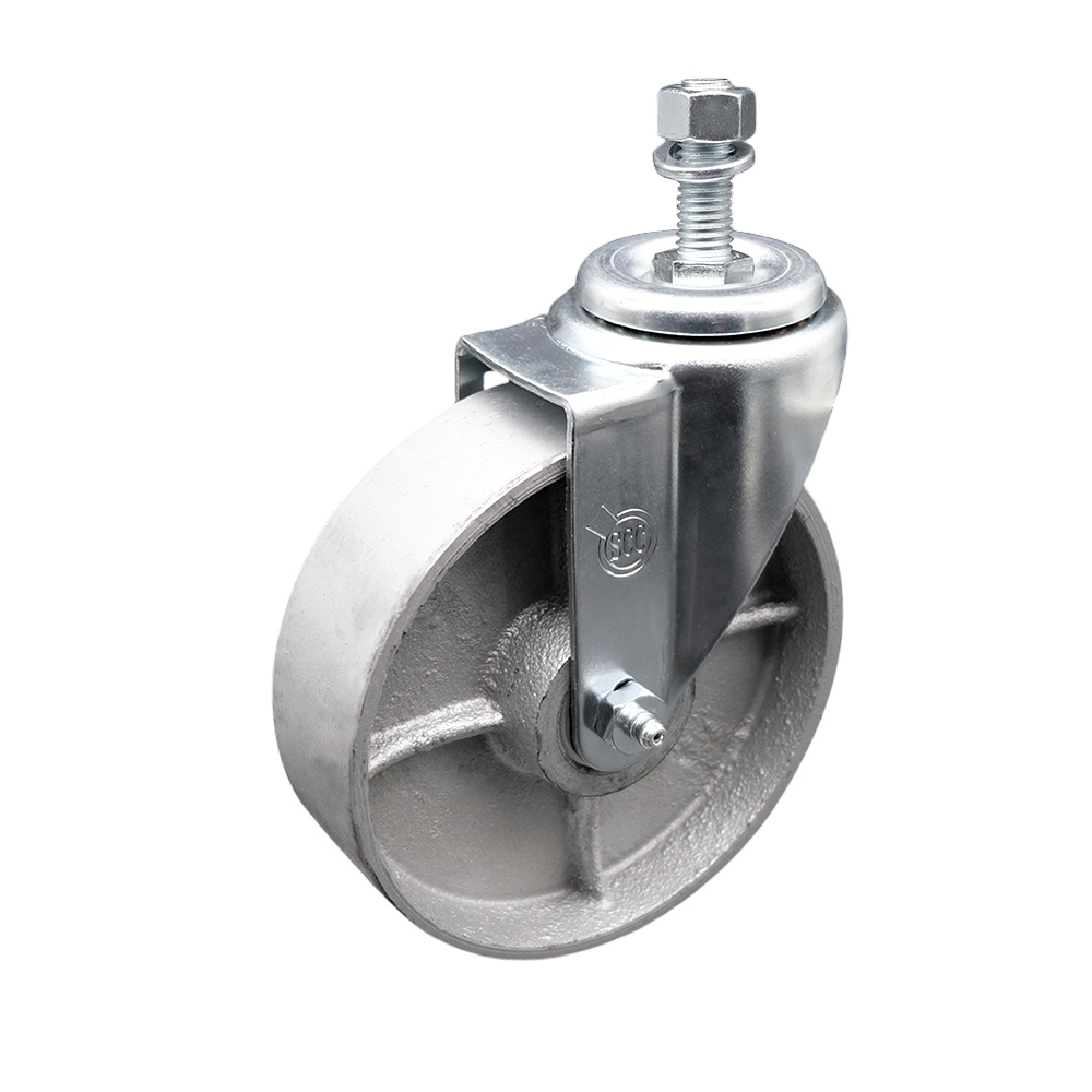Service Caster Brand Replacement for Colson Caster 2.05254.12 - Semi Steel Cast Iron Swivel Threaded Stem Caster - 5" Silver Wheel and 1/2" x 1-1/2" Stem - 300 lbs Capacity/Caster — photo 1