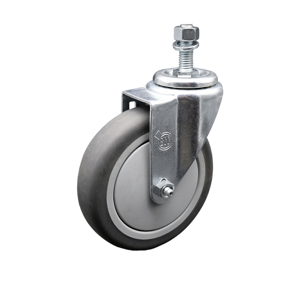 Service Caster Brand Replacement for Colson Caster 2.05254.445 MTG11 - Thermoplastic Rubber Swivel Threaded Stem Caster - 5" Gray Wheel and 1/2" x 1" Stem - 300 lbs Capacity/Caster — photo 1