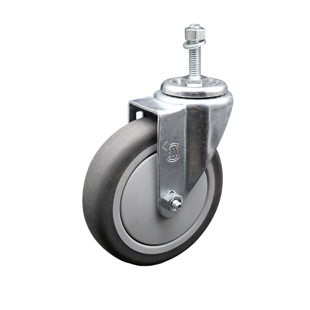 5" Swivel Caster with 3/8" Threaded Stem and Thermoplastic Rubber Wheel - 300 lbs. Capacity - Service Caster Brand — photo 1