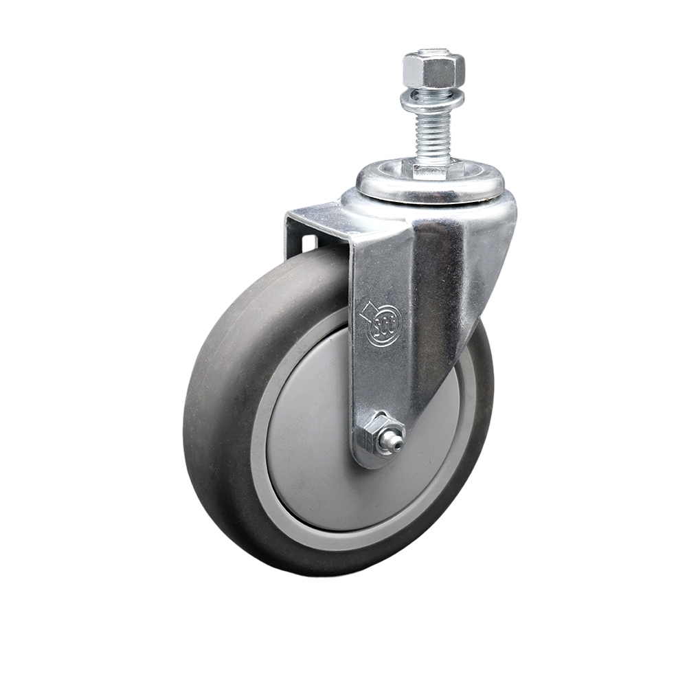 Thermoplastic Rubber Swivel Threaded Stem Caster - 5" x 1.25" Gray Wheel and 12MM Metric Stem - 300 lbs Capacity/Caster - Service Caster Brand — photo 1