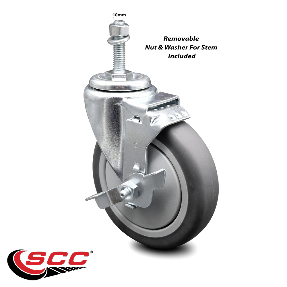 5 in. Swivel Stem Caster w//Brake 300 lb.