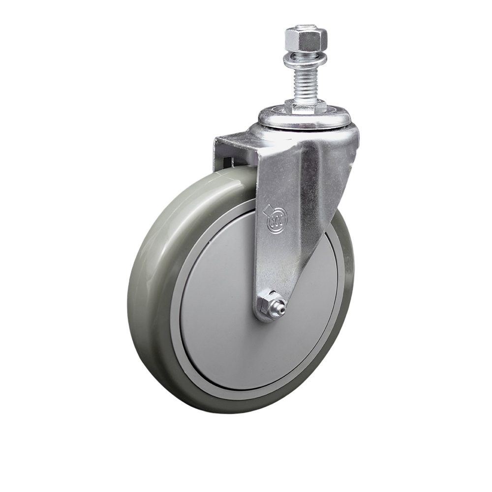 Polyurethane Swivel Threaded Stem Caster w/6" x 1.25" Gray Wheel and 1/2" Stem - 350 lbs Capacity/Caster - Service Caster Brand — photo 1