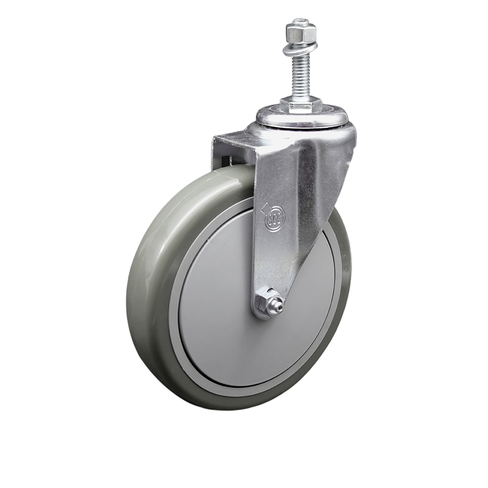 Polyurethane Swivel Threaded Stem Caster w/6" x 1.25" Gray Wheel and 3/8" Stem - 350 lbs Capacity/Caster - Service Caster Brand — photo 1