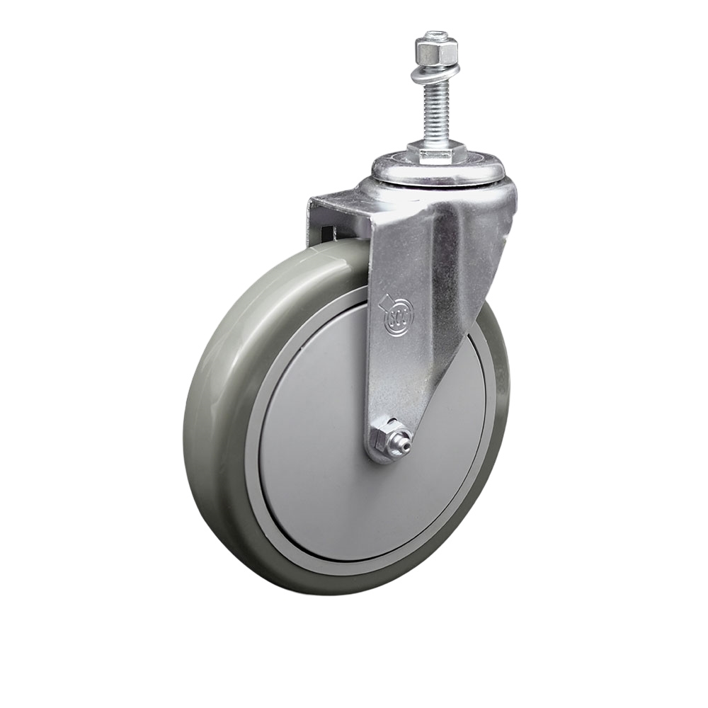 Polyurethane Swivel Threaded Stem Caster w/6" x 1.25" Gray Wheel and 10mm Stem - 350 lbs Capacity/Caster - Service Caster Brand — photo 1