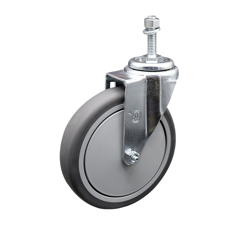 Thermoplastic Rubber Swivel Threaded Stem Caster - 6" X 1.25" Gray Wheel and 3/8" Stem - 300 lbs Capacity/Caster - Service Caster Brand — photo 1