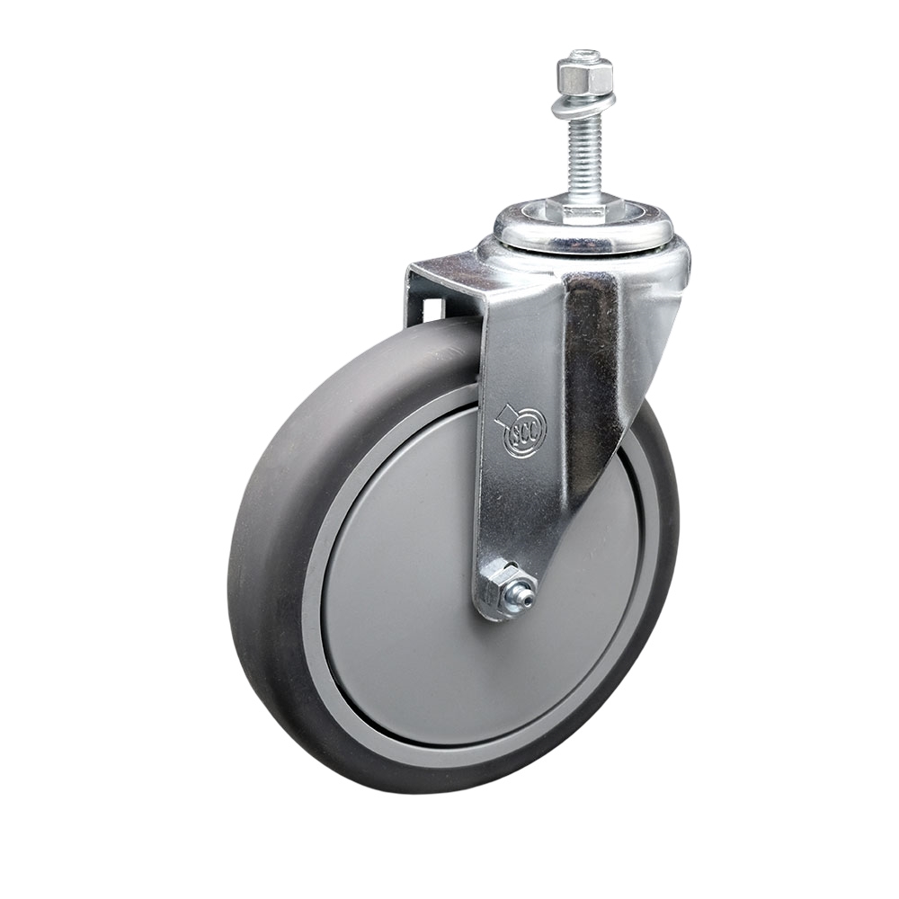Thermoplastic Rubber Swivel Threaded Stem Caster - 6" X 1.25" Gray Wheel and 10MM Stem - 300 lbs Capacity/Caster - Service Caster Brand — photo 1