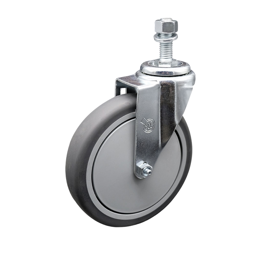 Thermoplastic Rubber Swivel Threaded Stem Caster - 6" X 1.25" Gray Wheel and 12MM Stem - 300 lbs Capacity/Caster - Service Caster Brand — photo 1