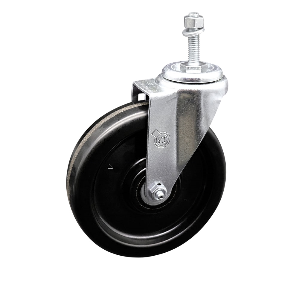 Phenolic Swivel Threaded Stem Caster w/6" X 1.5" Black Wheel and 3/8" Stem - 300 lbs Capacity/Caster - Service Caster Brand — photo 1