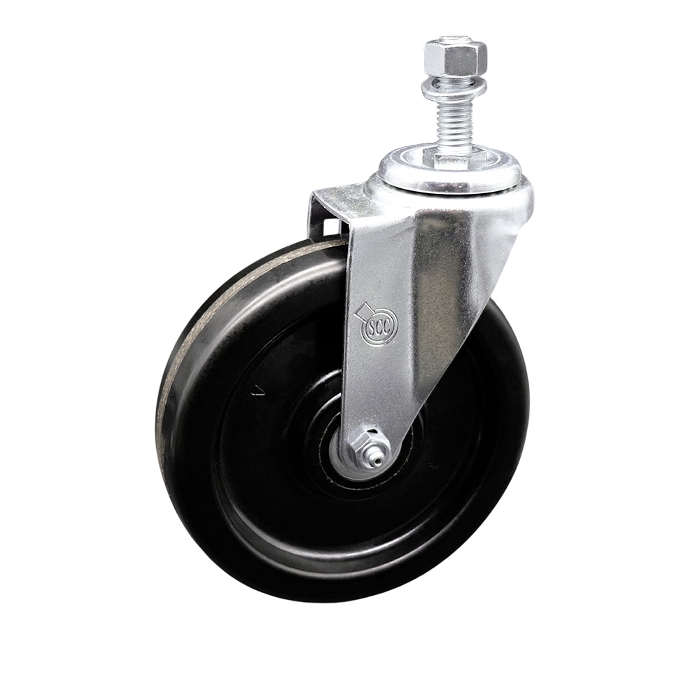 Phenolic Swivel Threaded Stem Caster w/6" X 1.5" Black Wheel and 12MM Stem - 300 lbs Capacity/Caster - Service Caster Brand — photo 1