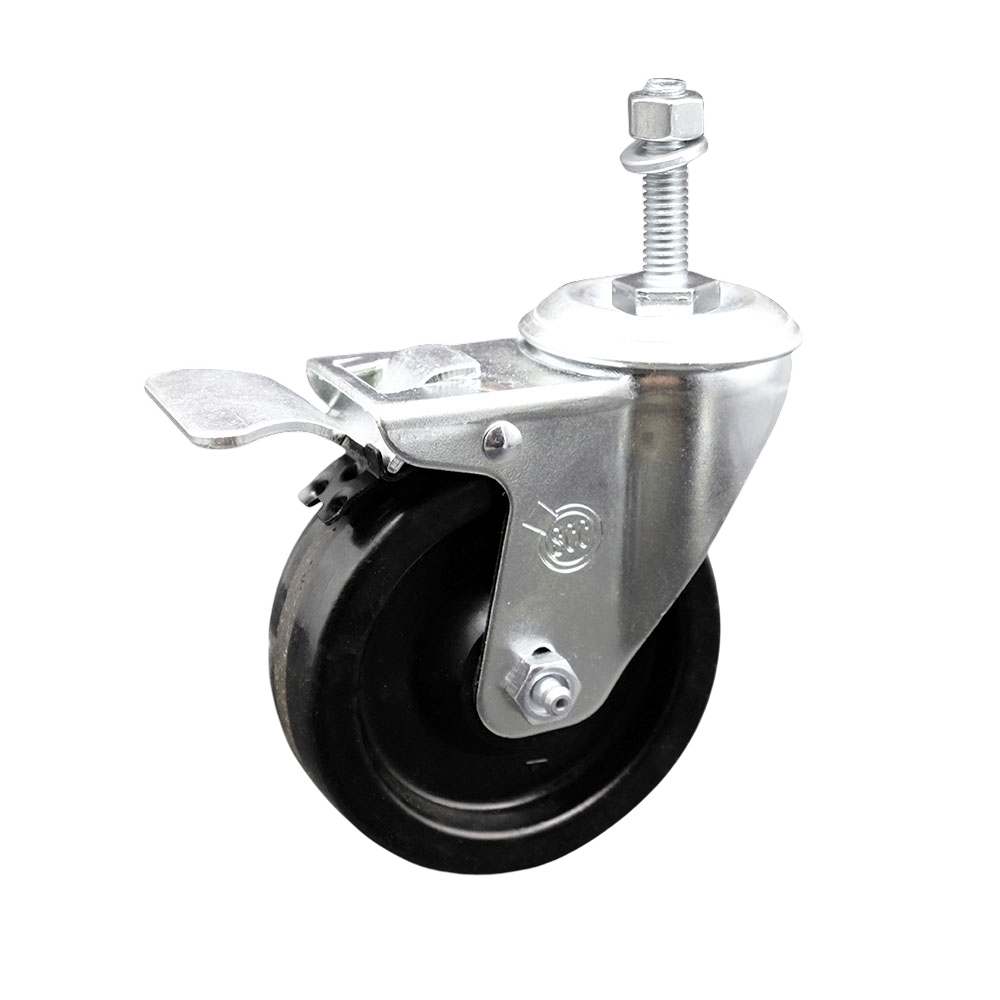 4" Swivel Caster with 10mm Threaded Stem, Phenolic Wheel and Total Lock Brake - 300 lbs. Capacity - Service Caster Brand — photo 1