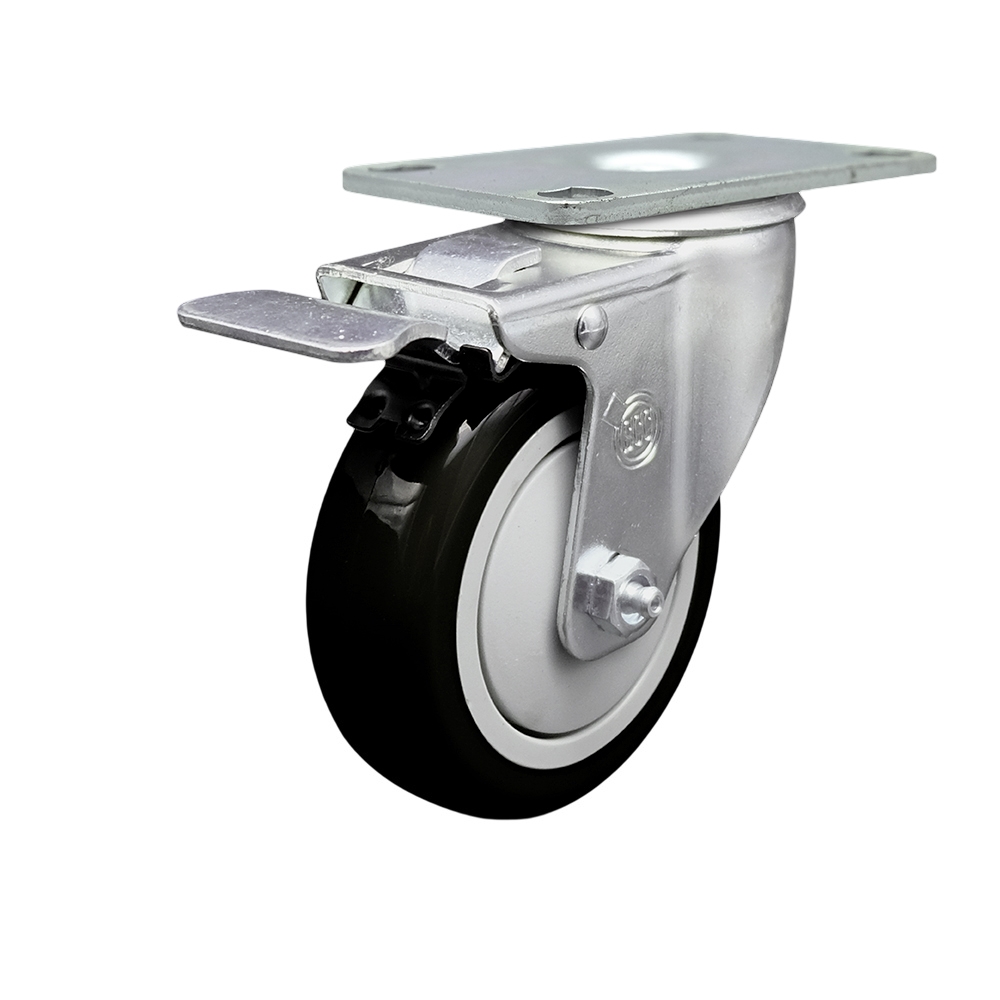 Service Caster Brand Replacement for McMaster Carr Caster 2426T63 – Swivel Top Plate Caster with 4 Inch Black Polyurethane Wheel and Total Lock Brake – 350 lbs. Capacity Per Caster — photo 1