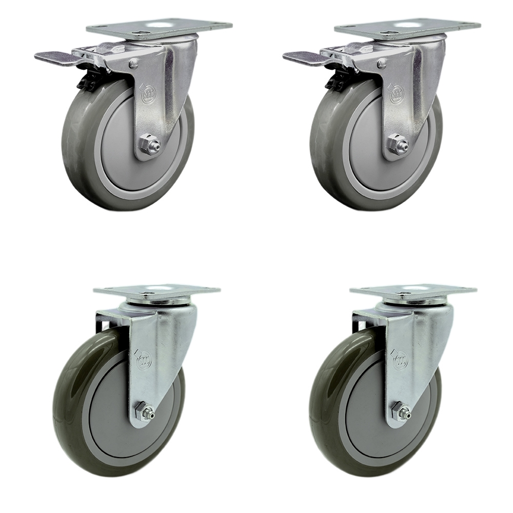 Cambro Ultra Pan Carrier Replacement Caster Set – Includes 2 Swivel Casters with Total Lock Brakes and 2 Swivel Casters – Set 4 - Service Caster Brand — photo 1