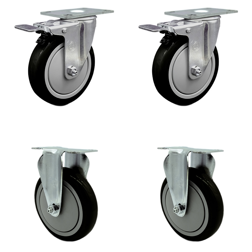 Cambro Ultra Pan Carrier Replacement Caster Set – Includes 2 Swivel with Total Lock Brakes and 2 Rigid Casters – Set of 4 - Service Caster Brand — photo 1
