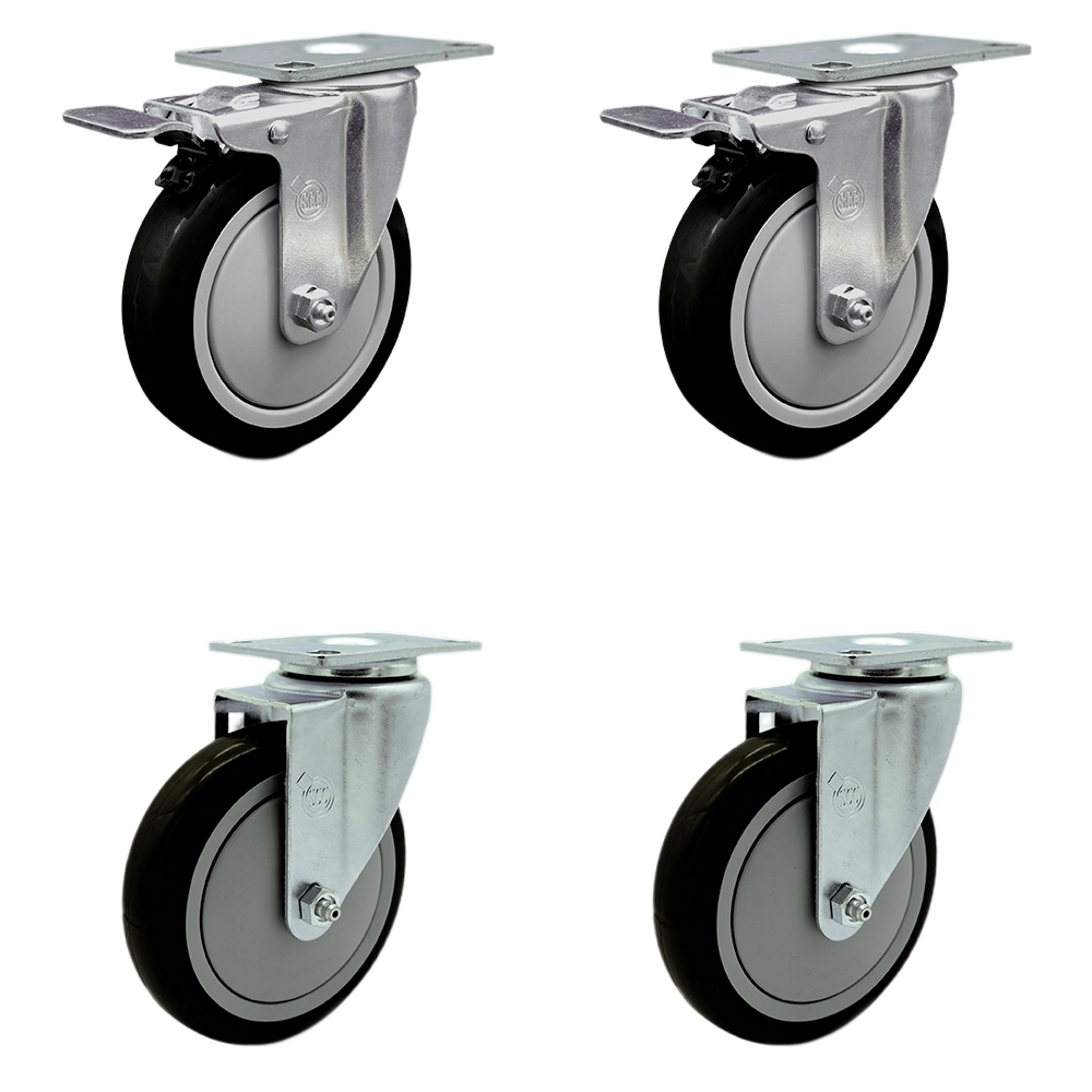 Cambro Ultra Pan Carrier Replacement Caster Set – Includes 2 Swivel Casters with Total Lock Brakes and 2 Swivel Casters – Set 4 - Service Caster Brand — photo 1