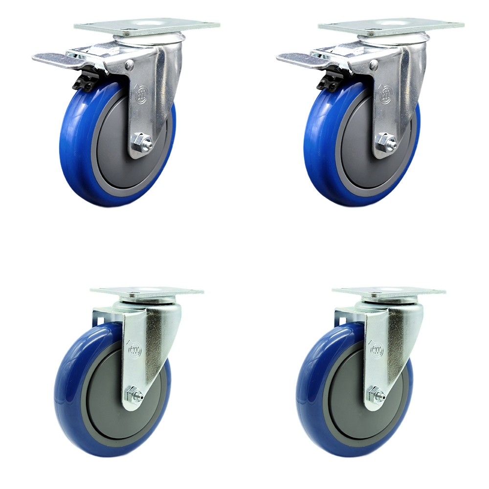 Cambro Ultra Pan Carrier Replacement Caster Set – Includes 2 Swivel Casters with Total Lock Brakes and 2 Swivel Casters – Set 4 - Service Caster Brand — photo 1