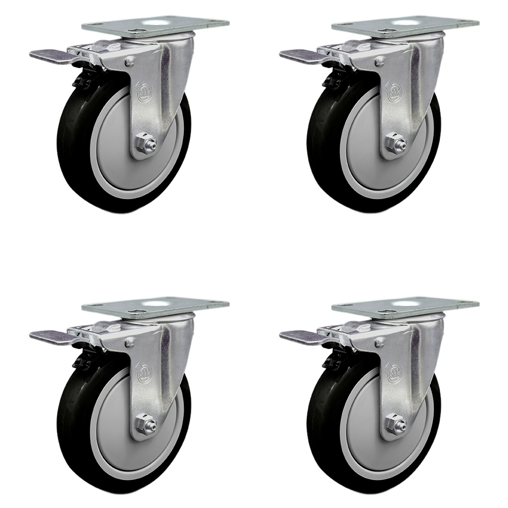 Cambro Dish Caddies and Utility Truck Replacement Caster Set – Includes 4 Swivel Casters with Total Lock Brakes – Set of 4 - Service Caster Brand — photo 1