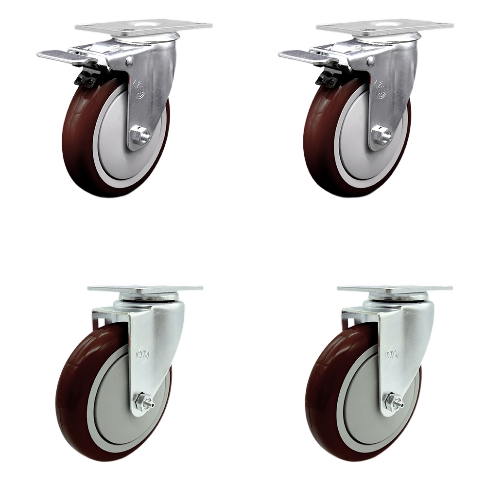 Cambro Ultra Pan Carrier Replacement Caster Set – Includes 2 Swivel Casters with Total Lock Brakes and 2 Swivel Casters – Set 4 - Service Caster Brand — photo 1