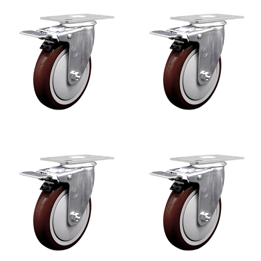 Cambro Dish Caddies and Utility Truck Replacement Caster Set – Includes 4 Swivel Casters with Total Lock Brakes – Set of 4 - Service Caster Brand — photo 1