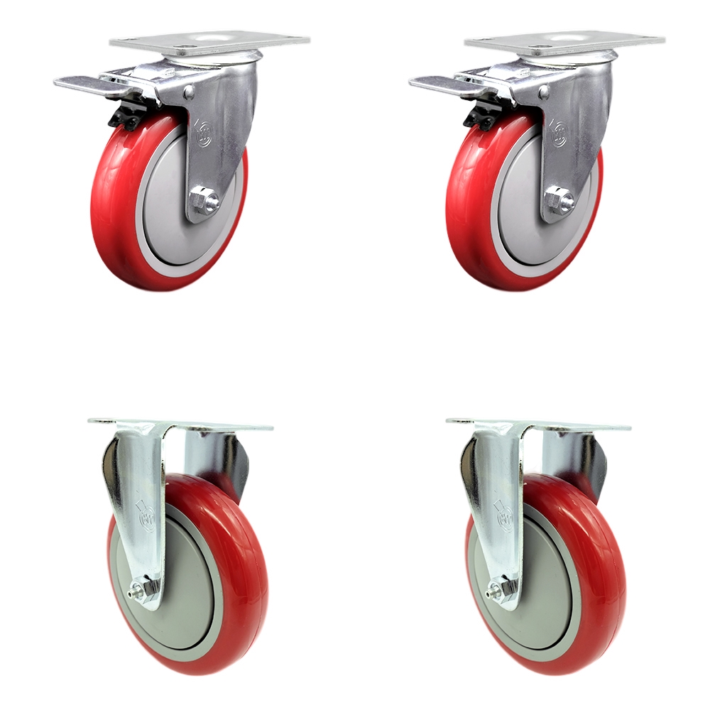 Cambro Ultra Pan Carrier Replacement Caster Set – Includes 2 Swivel with Total Lock Brakes and 2 Rigid Casters – Set of 4 - Service Caster Brand — photo 1