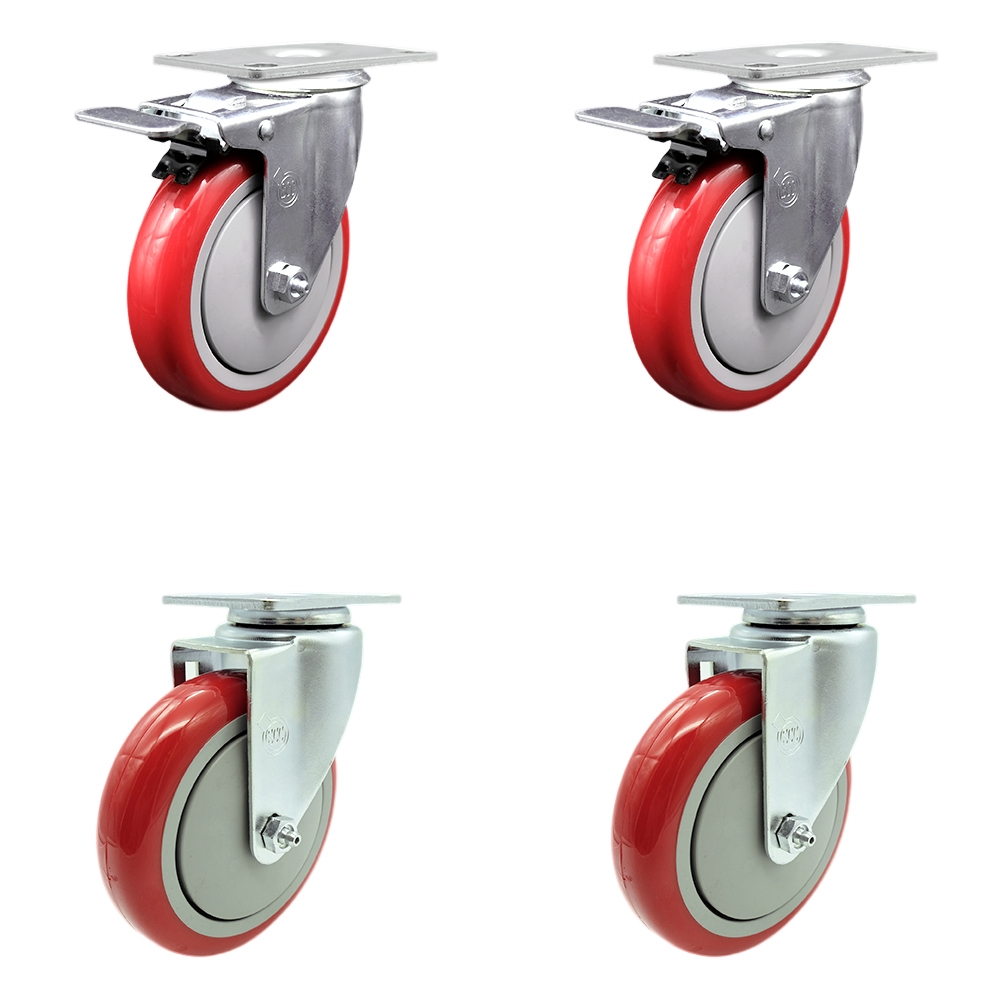 Cambro Ultra Pan Carrier Replacement Caster Set – Includes 2 Swivel Casters with Total Lock Brakes and 2 Swivel Casters – Set 4 - Service Caster Brand — photo 1