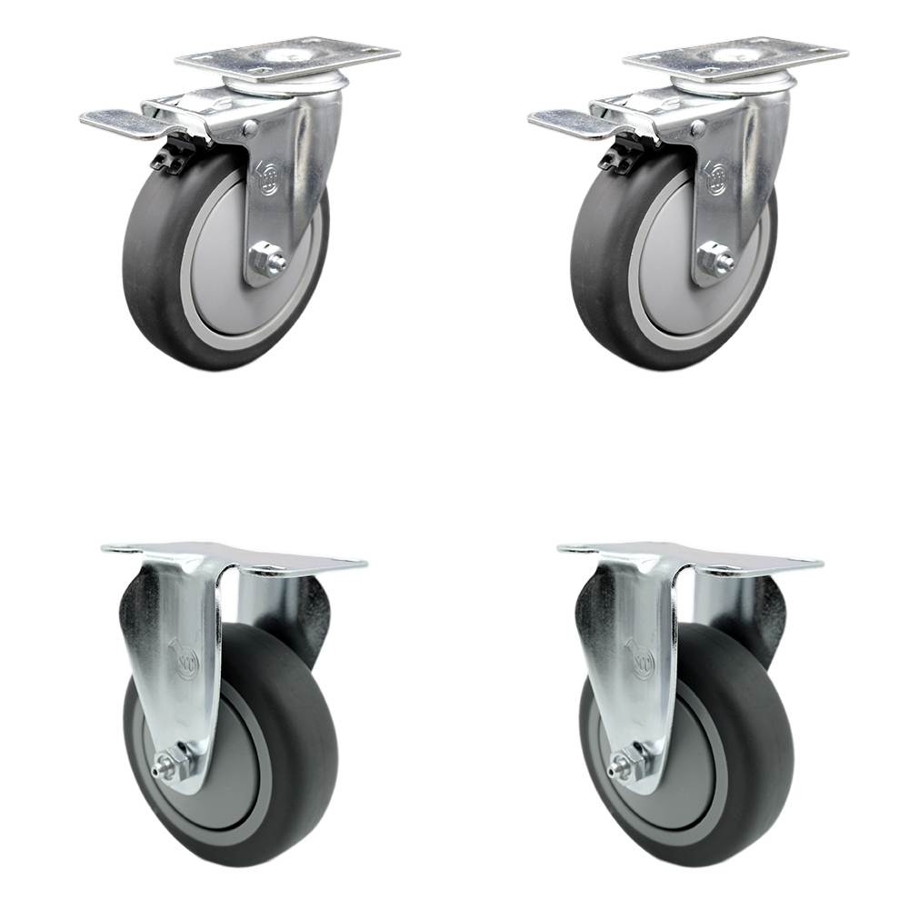 Cambro Dish Caddies Replacement Caster Set – Includes 2 Swivel with Total Lock Brakes and 2 Rigid Casters – Set of 4 - Service Caster Brand — photo 1