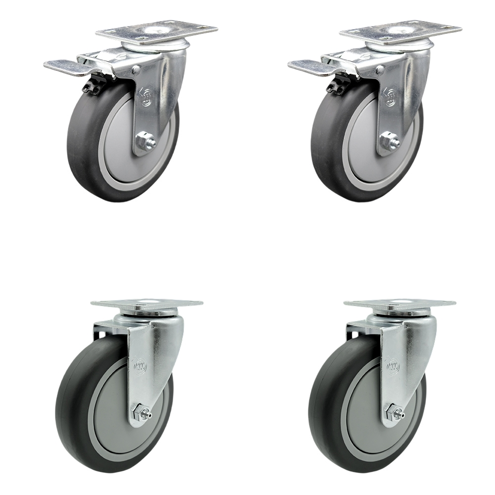 Cambro Dish Caddies Replacement Caster Set – Includes 2 Swivel Casters with Total Lock Brakes and 2 Swivel Casters – Set 4 - Service Caster Brand — photo 1