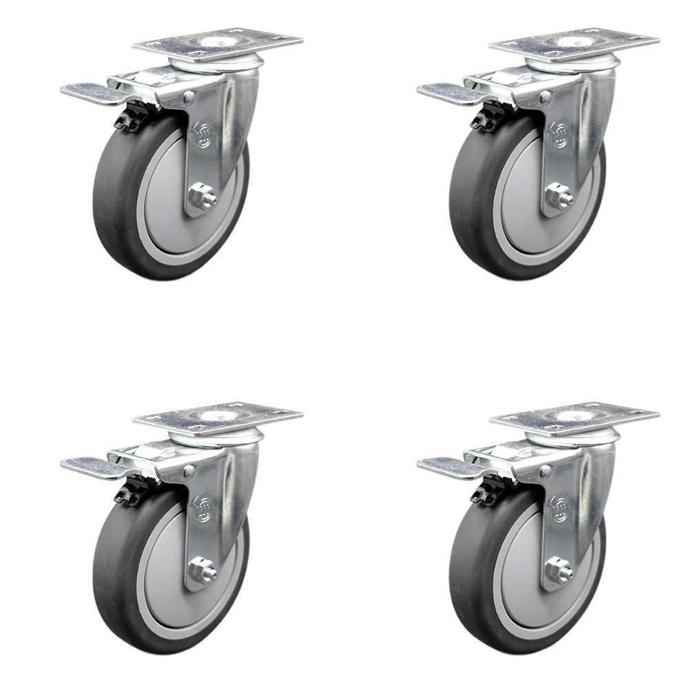 Cambro Dish Caddies Replacement Caster Set – Includes 4 Swivel Casters with Total Lock Brakes – Set of 4 - Service Caster Brand — photo 1