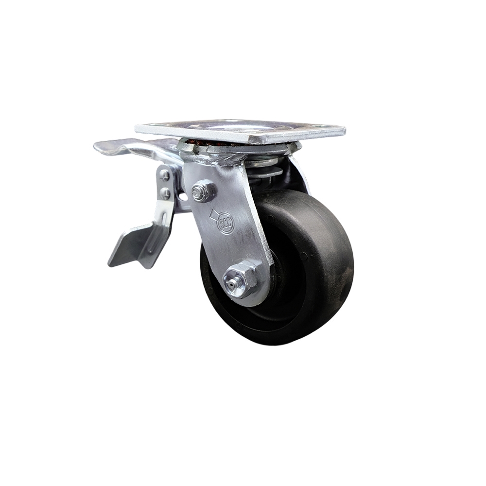 Glass Filled Nylon Swivel Top Plate Heavy Duty Caster with 4 Inch Wheel and Total Lock Brake – 1,200 lbs. Capacity/Caster - Service Caster Brand — photo 1