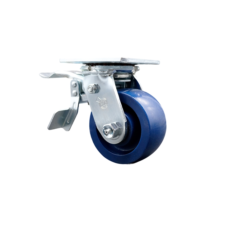 Solid Polyurethane Swivel Top Plate Heavy Duty Caster with 4 Inch Wheel and Total Lock Brake – 700 lbs. Capacity/Caster - Service Caster Brand — photo 1