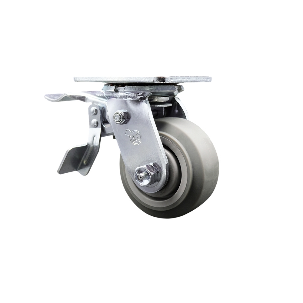 Service Caster Brand Replacement for McMaster Carr Caster 30305T562 – Swivel Top Plate Caster with 4 Inch Thermoplastic Rubber Flat Tread Gray Wheel and Total Lock Brake - 300 lbs. Capacity — photo 1