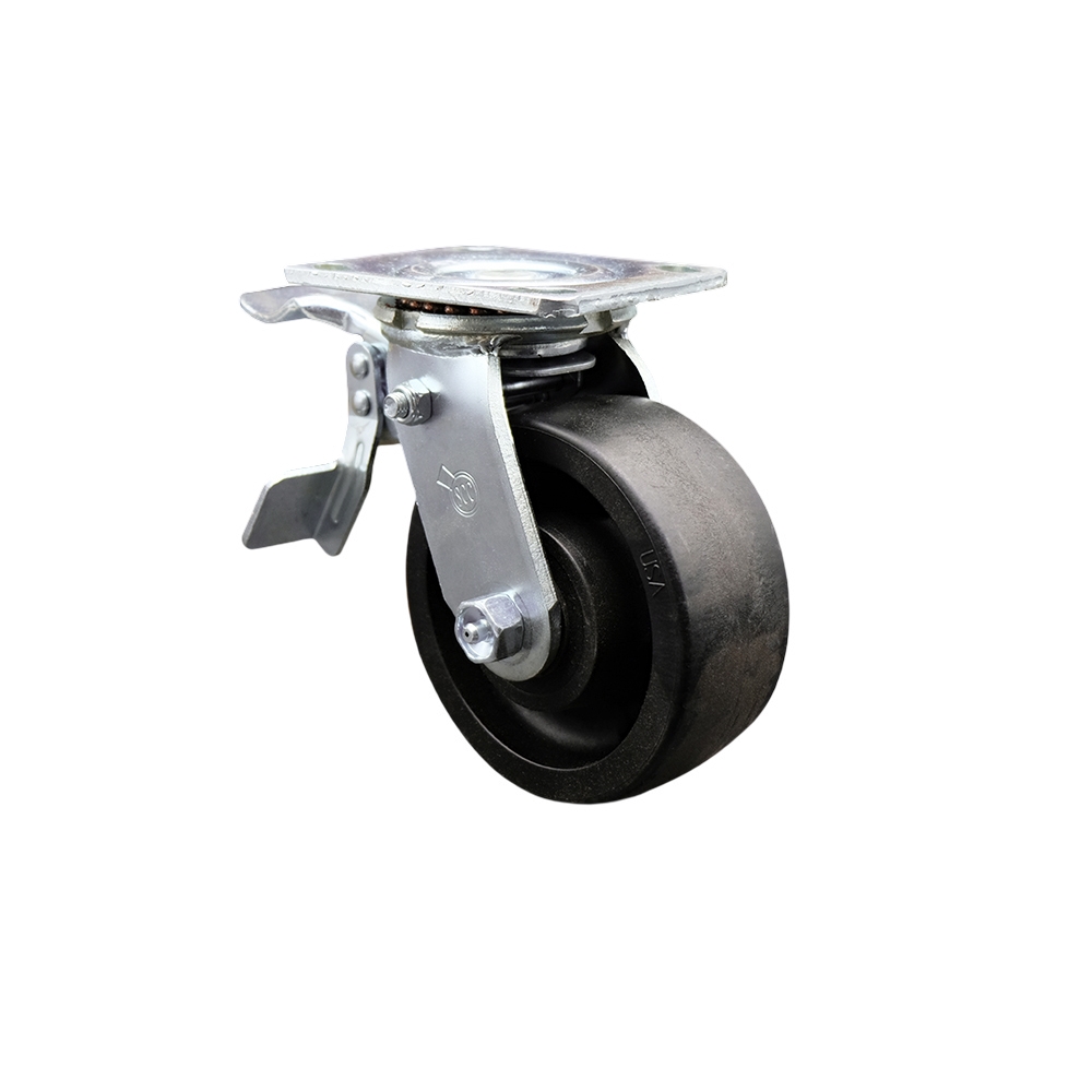 Glass Filled Nylon Swivel Top Plate Heavy Duty Caster with 5 Inch Wheel and Total Lock Brake – 1,250 lbs. Capacity/Caster - Service Caster Brand — photo 1