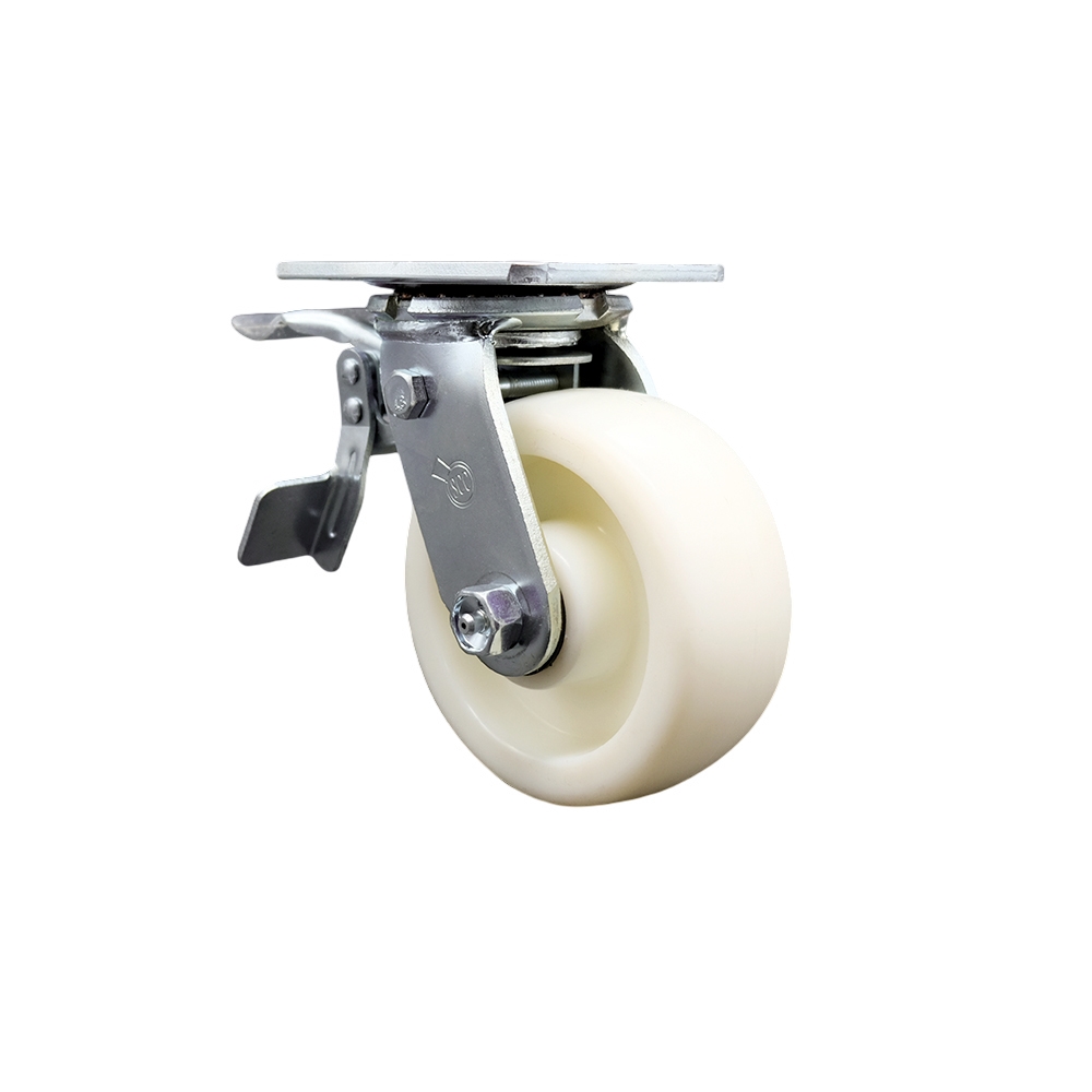 Nylon Swivel Top Plate Heavy Duty Caster with 5 Inch Wheel and Total Lock Brake – 900 lbs. Capacity/Caster - Service Caster Brand — photo 1