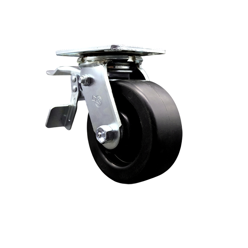 Polyolefin Swivel Top Plate Heavy Duty Caster with 5 Inch Wheel and Total Lock Brake – 650 lbs. Capacity/Caster - Service Caster Brand — photo 1