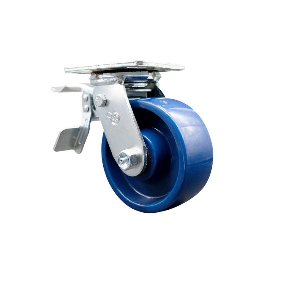 Solid Polyurethane Swivel Top Plate Heavy Duty Caster with 5 Inch Wheel and Total Lock Brake – 1,000 lbs. Capacity/Caster - Service Caster Brand — photo 1
