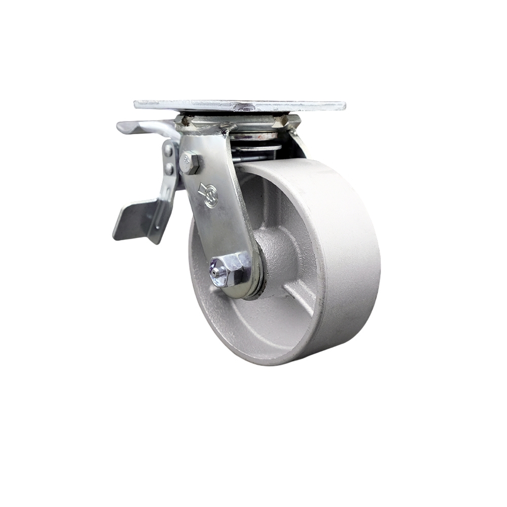 Semi Steel Cast Iron Swivel Top Plate Heavy Duty Caster with 5 Inch Wheel and Total Lock Brake – 1,000 lbs. Capacity/Caster - Service Caster Brand — photo 1