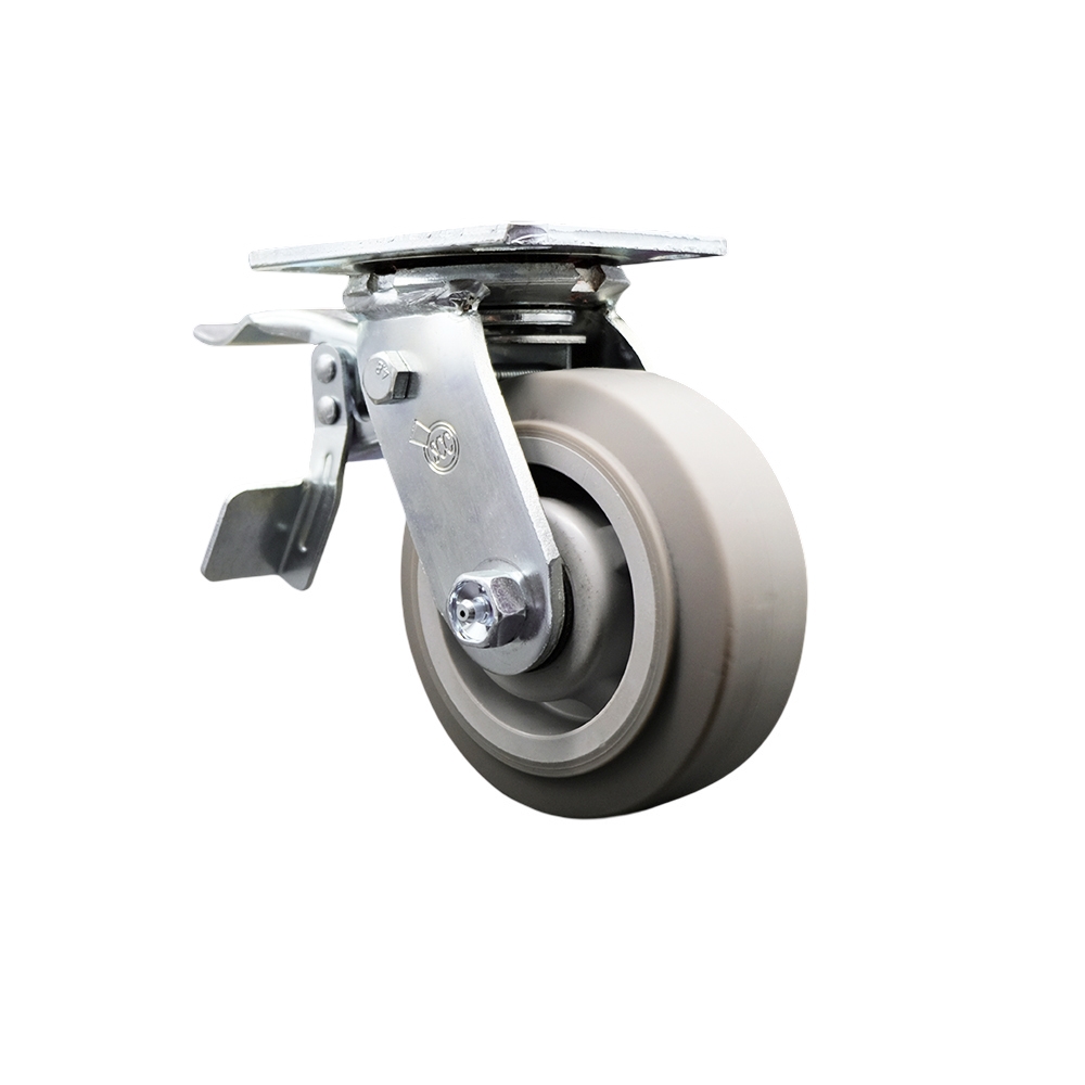 Service Caster Brand Replacement for McMaster Carr Caster 30305T572 - Swivel Top Plate Caster with 5 Inch Thermoplastic Rubber Flat Tread Gray Wheel and Total Lock Brake - 350 lbs. Capacity Per Caster — photo 1
