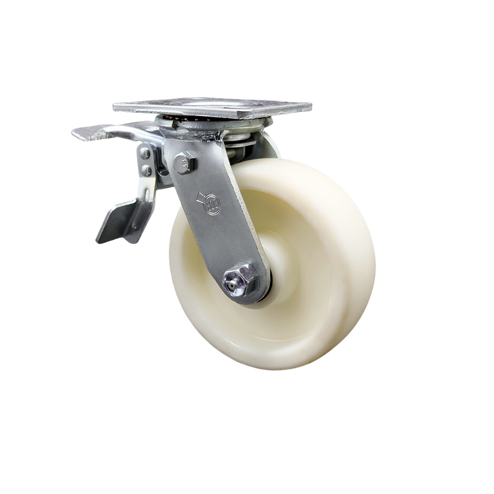 Heavy Duty Swivel Top Plate Caster with Total Lock Brake and 6 Inch Nylon Wheel with Ball Bearings - 1,250 lbs. Capacity/Caster - Service Caster Brand — photo 1