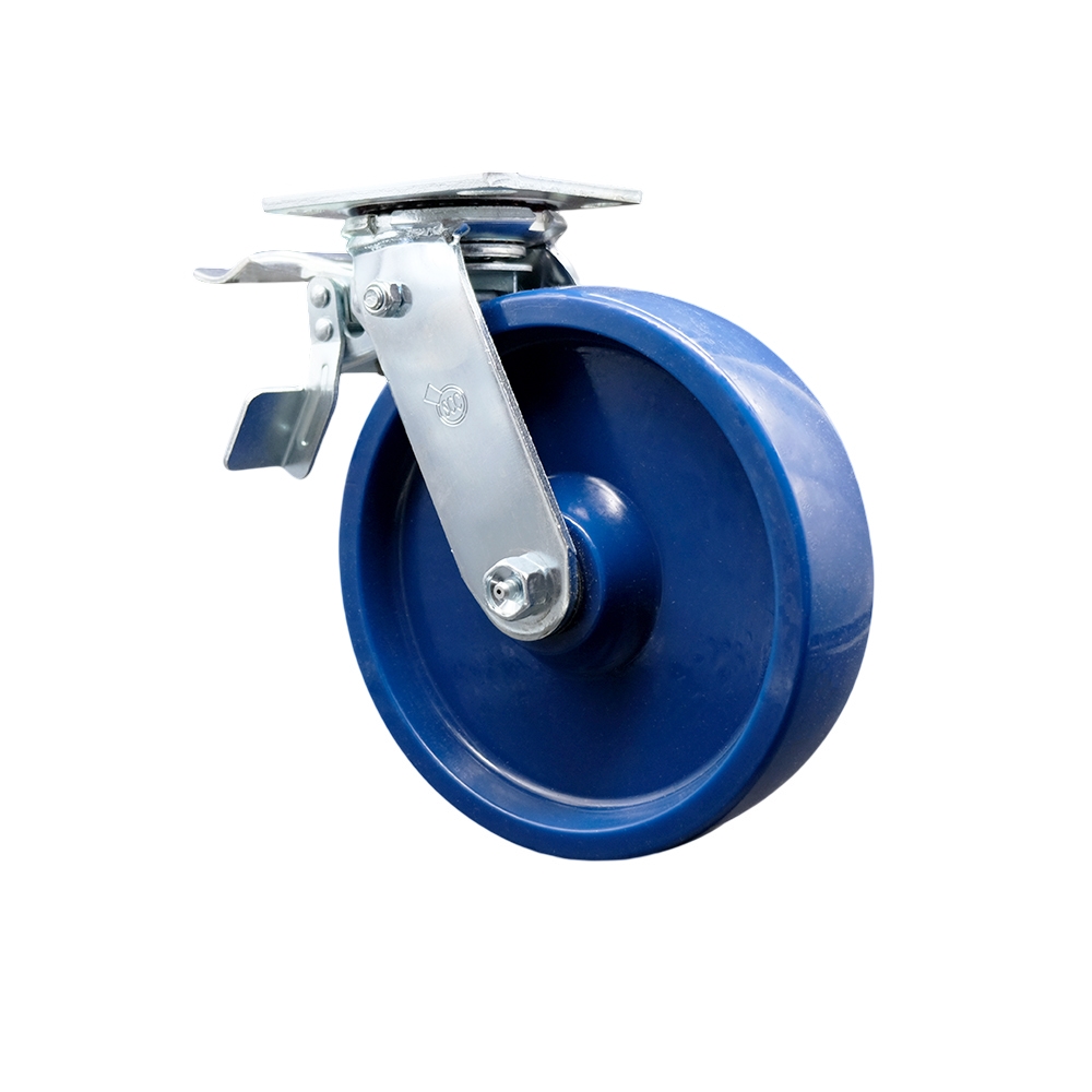 Solid Polyurethane Swivel Top Plate Heavy Duty Caster with 8 Inch Wheel and Total Lock Brake – 1,200 lbs. Capacity/Caster - Service Caster Brand — photo 1