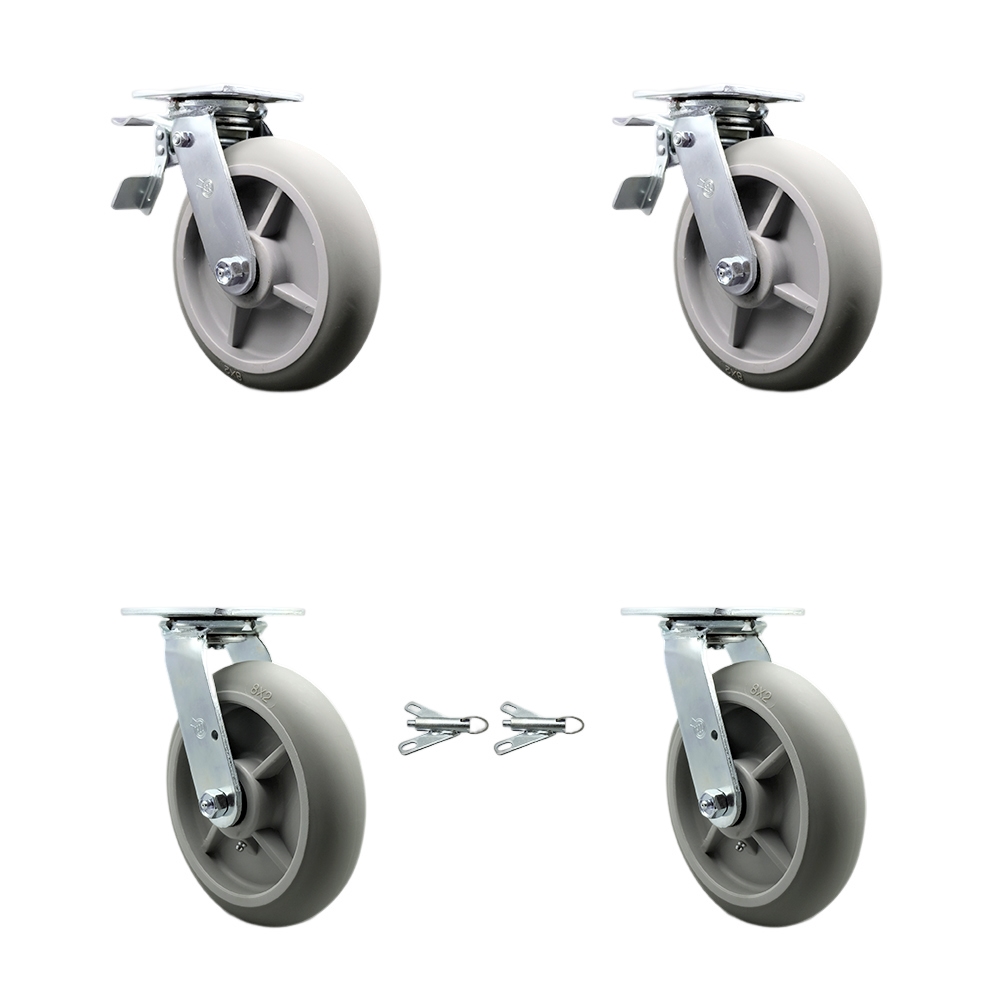 Cambro Camcruiser Vending Cart Caster Set -  Replacement Caster Set - Includes 2 Swivel Casters with Bolt-On Swivel Locks&2 Swivel Casters with Total Lock Brakes-Set 4-Service Caster Brand — photo 1