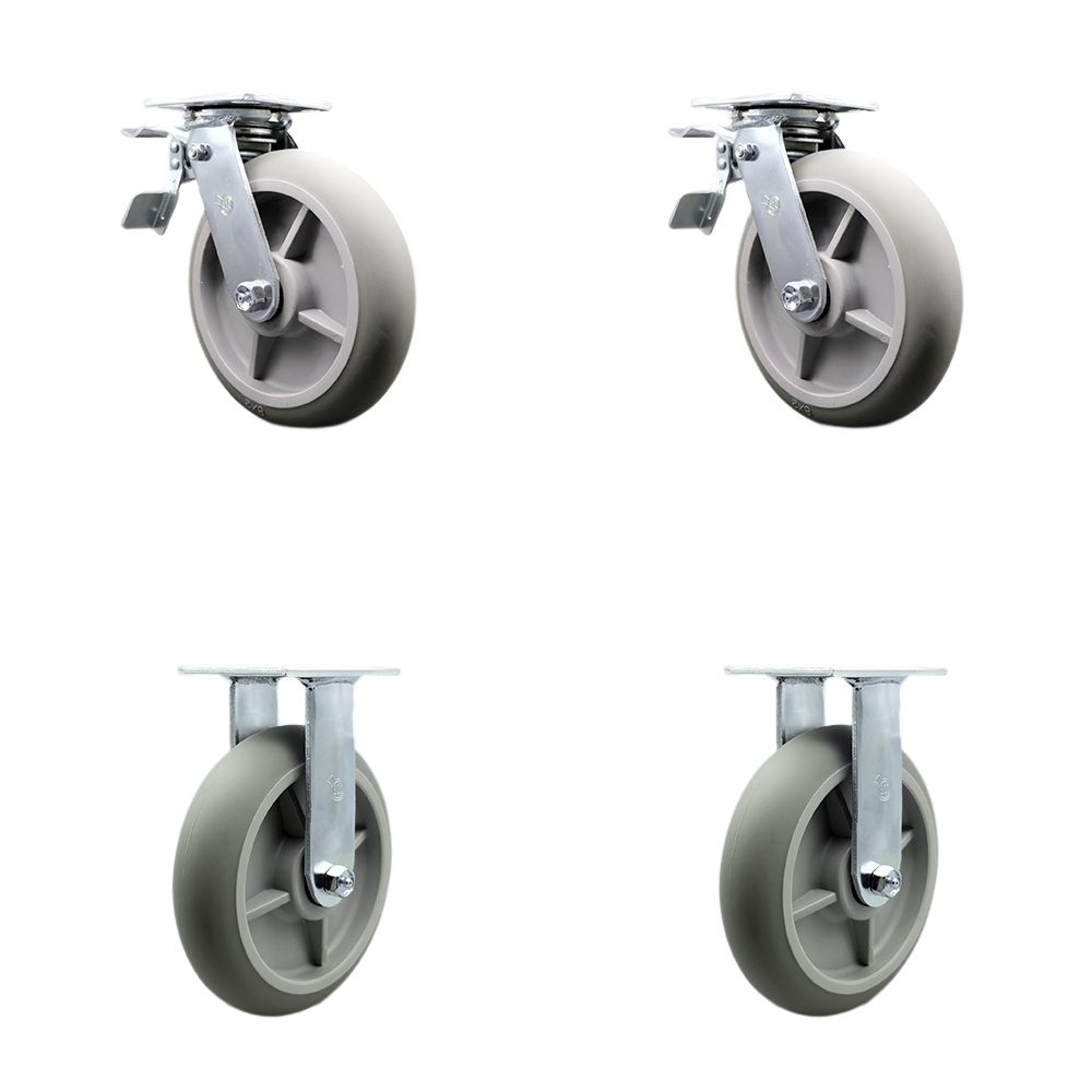 Cambro Camcruiser Vending Cart Caster Set -  Replacement Caster Set - Includes 2 Swivel Casters with Total Lock Brakes and 2 Rigid Casters - Set of 4 - Service Caster Brand — photo 1