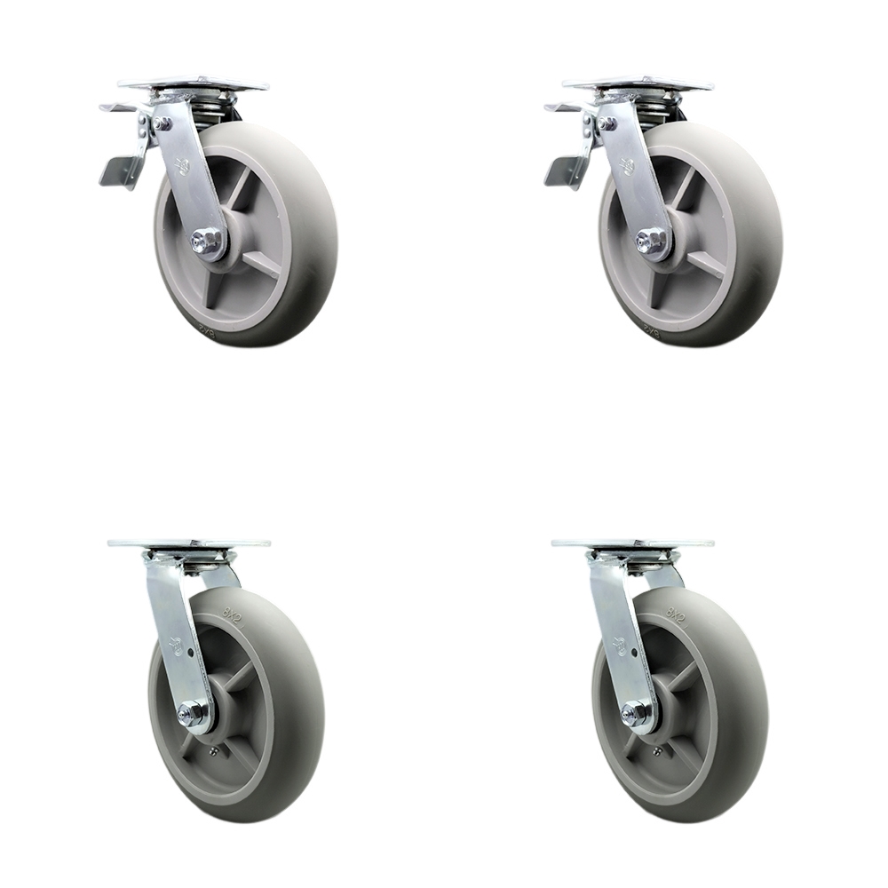 Cambro Camcruiser Vending Cart Caster Set -  Replacement Caster Set - Includes 2 Swivel Casters and 2 Swivel Casters with Total Lock Brakes - Set of 4 - Service Caster Brand — photo 1