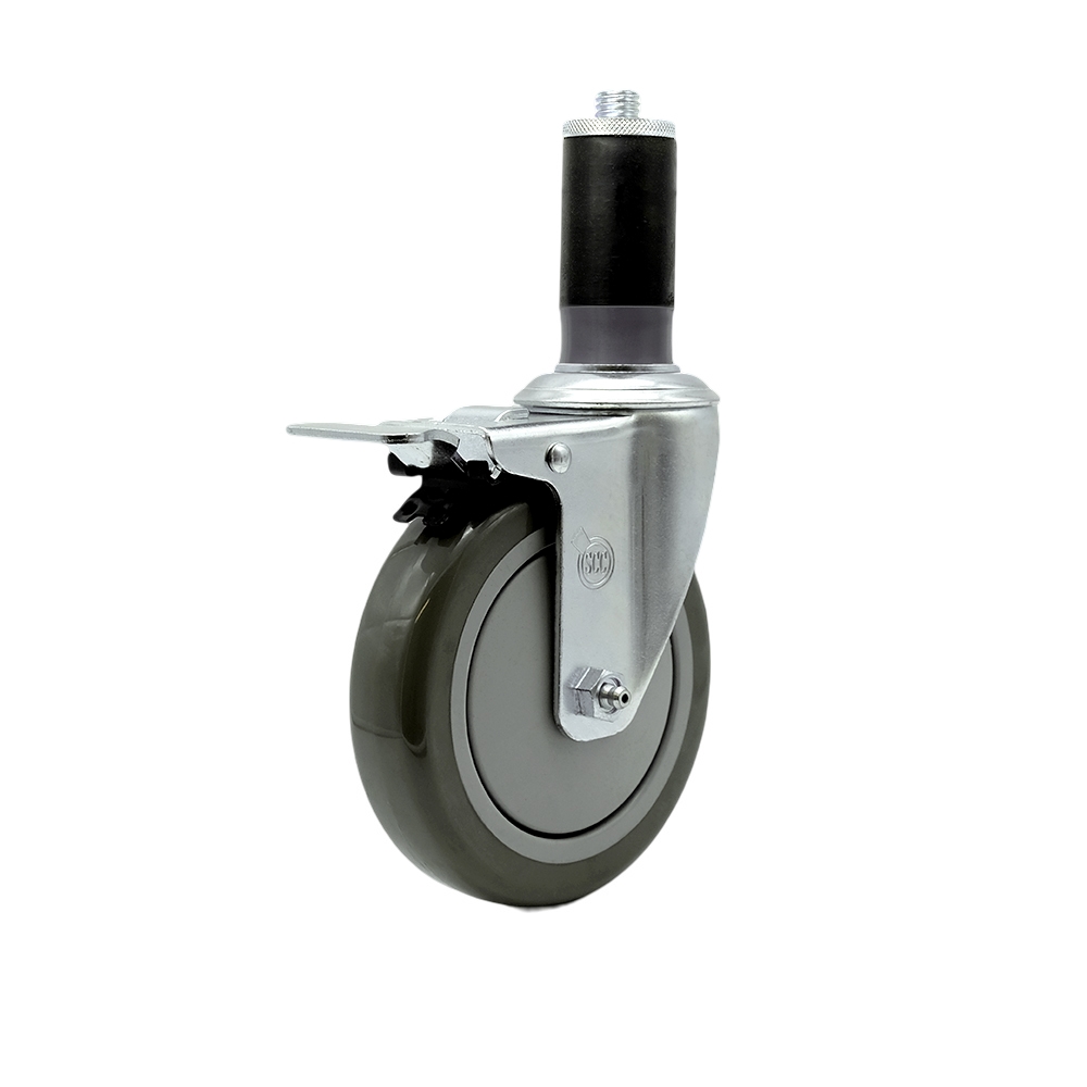 Regency Work Table and Equipment Stand Replacement Total Locking Caster - 5" Gray Polyurethane Wheel - Service Caster Brand — photo 1