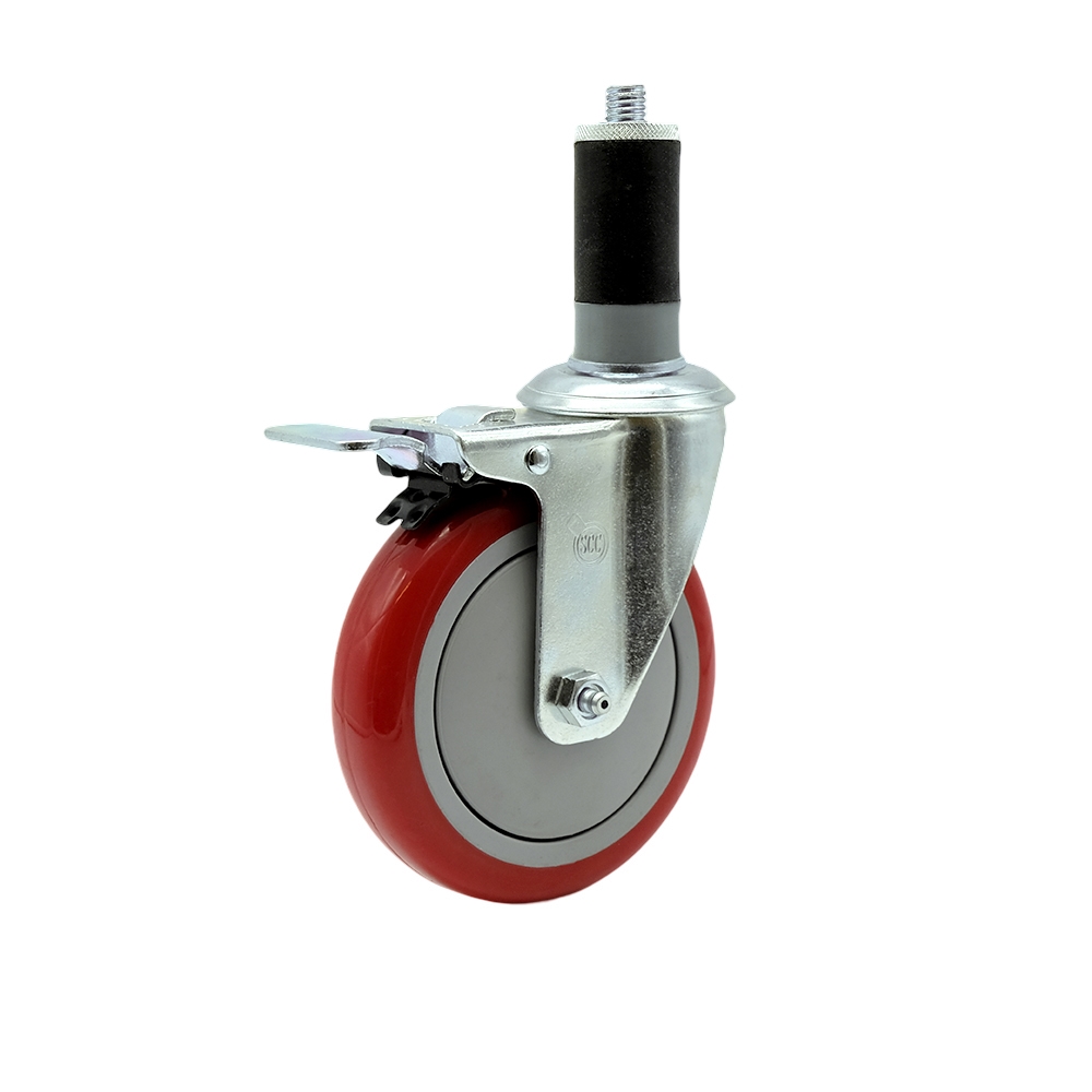 Regency Work Table and Equipment Stand Replacement Total Locking Caster - 5" Red Polyurethane Wheel - Service Caster Brand — photo 1