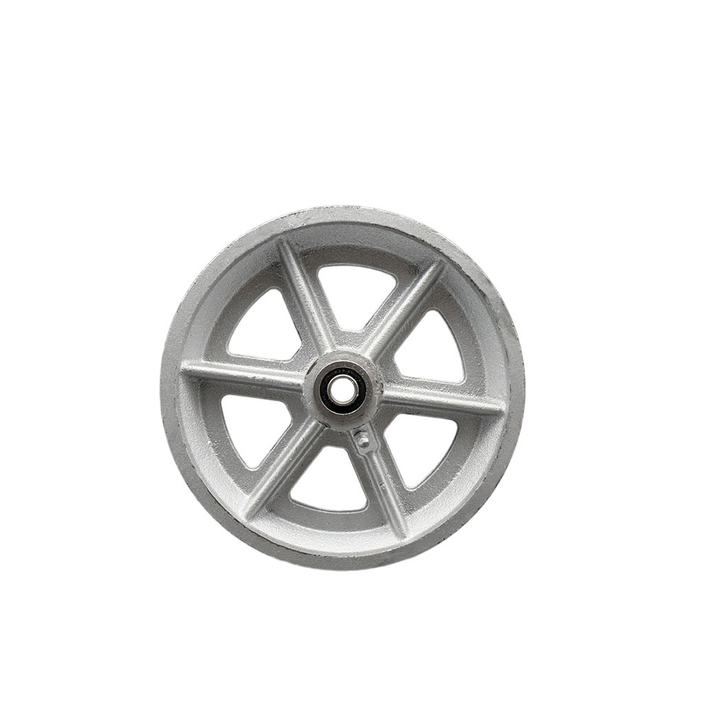 8" x 2" Semi Steel Cast Iron V-Groove Wheel Only with Precision Ball Bearing - 1/2" Bore - 1400 lbs Capacity per Wheel  -  Service Caster Brand — photo 1