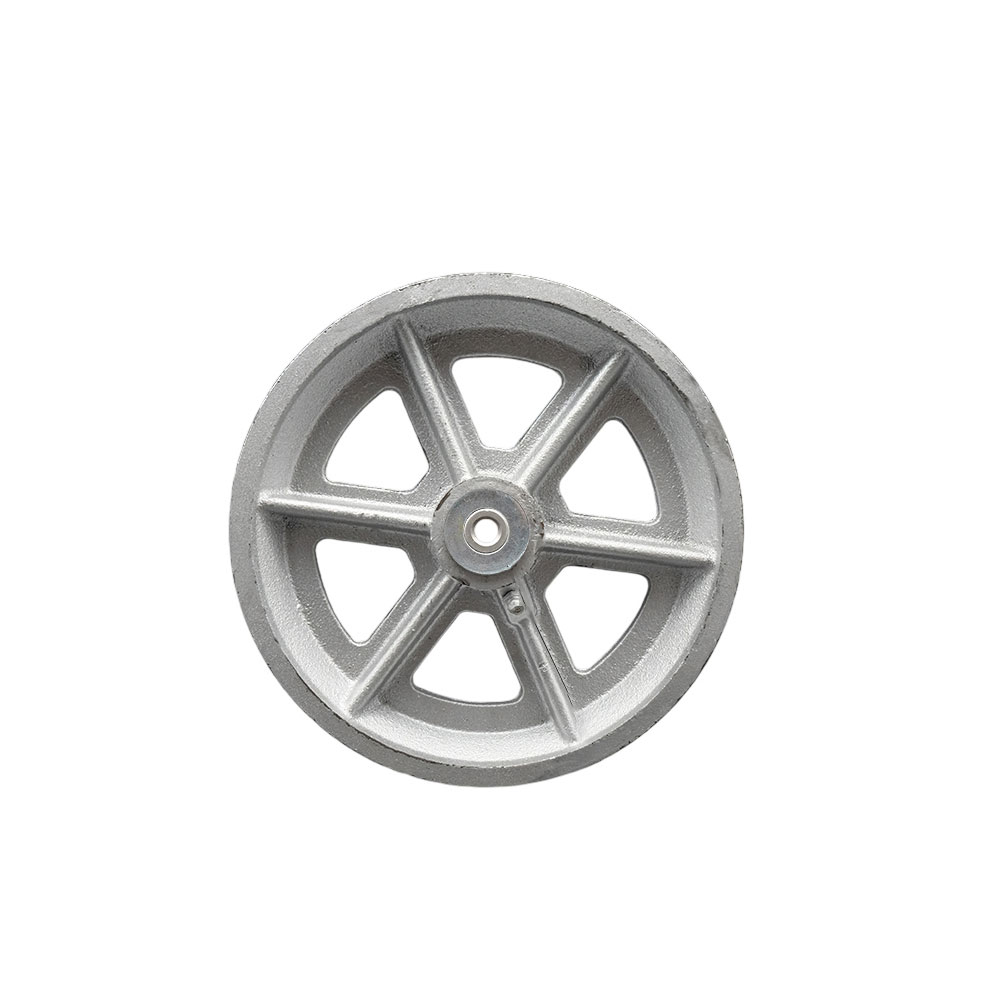 8" x 2" Semi Steel Cast Iron V-Groove Wheel Only with Roller Bearing - 1/2" Bore - 1400 lbs Capacity per Wheel  -  Service Caster Brand — photo 1